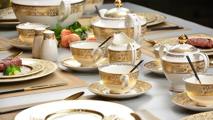 Gold-Plated Crockery Set